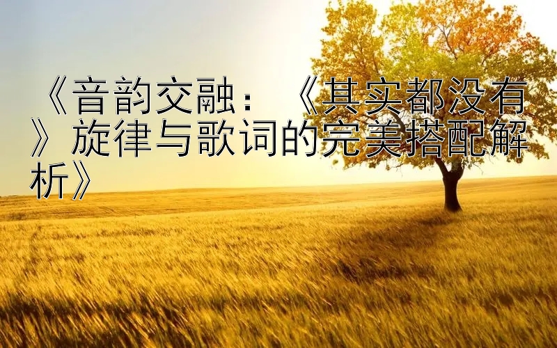 《音韵交融：《其实都没有》旋律与歌词的完美搭配解析》